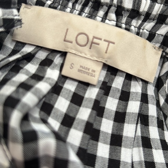 Loft Gingham Strappy Tank W/Peplum Hem S Black White Halter Cami Coquette Girl - Picture 6 of 7